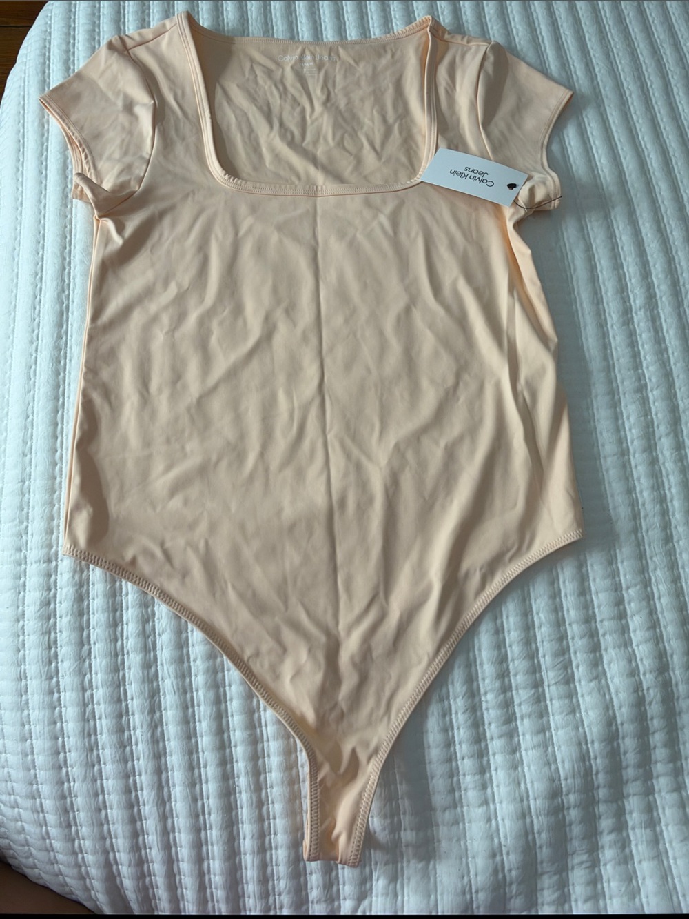 Nude Beige Short Sleeve One-Piece Bodysuit